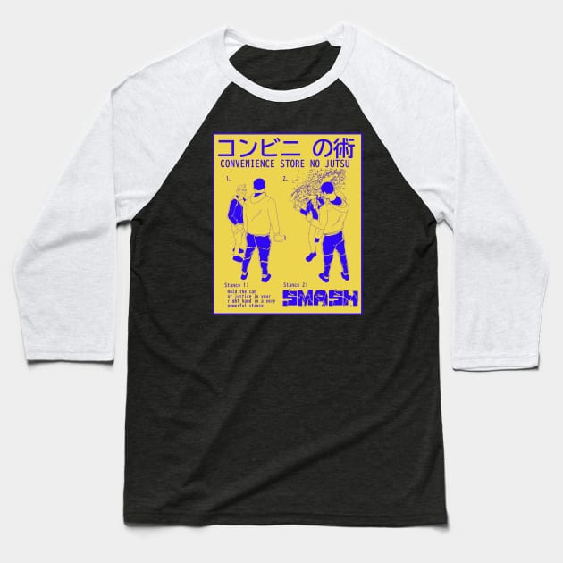 コンビニ の術 Convenience Store No Jutsu / The Convenience Store Technique (twisted colors) Baseball T-Shirt by GodsBurden